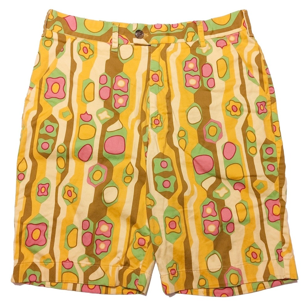 LOUDMOUTH Golf Men's Shorts Funky Psychedelic Yellow Pink ~ Fits 32‎